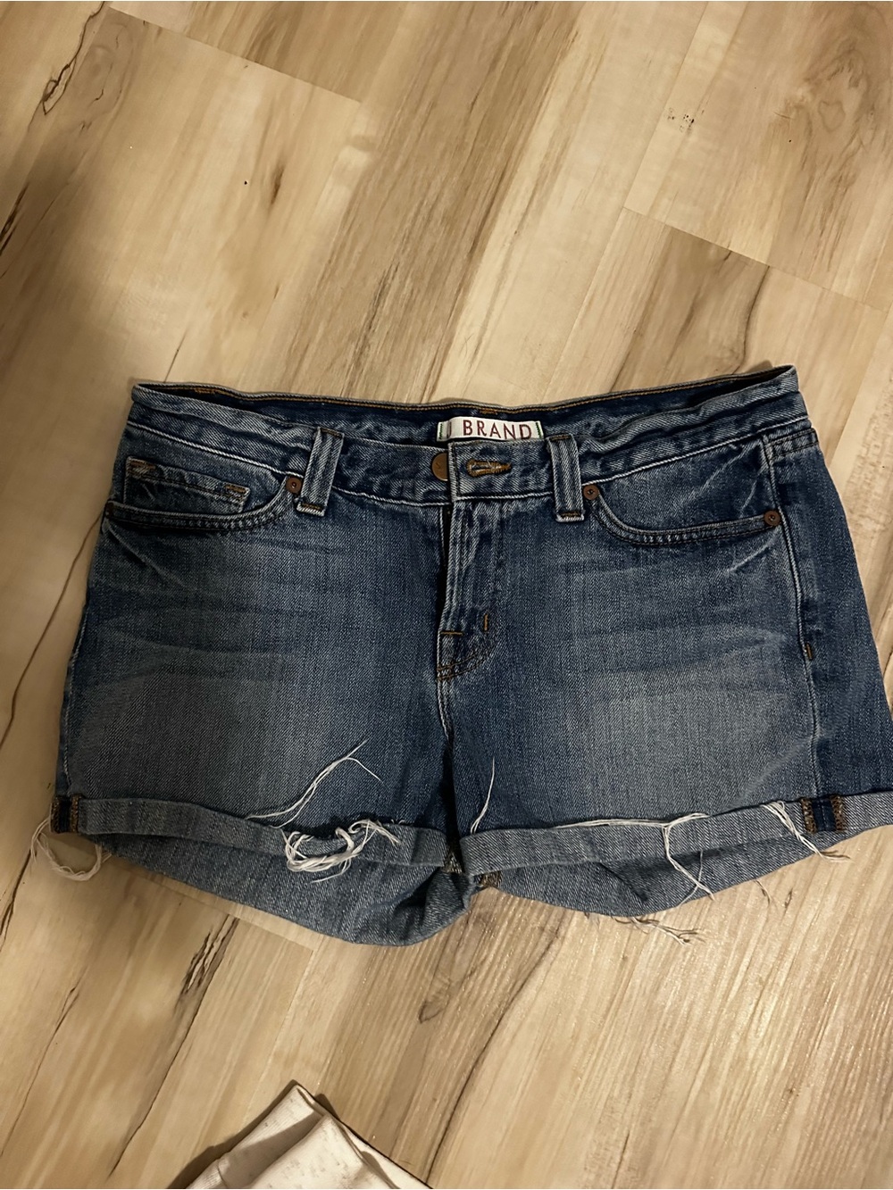 J Brand Faded Blue Rolled-Hem Denim Shorts